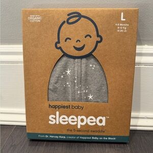 NWT Happiest Baby Snoo Sleepea Swaddle Size Large 4-6M 18-26lbs - Gray Stars